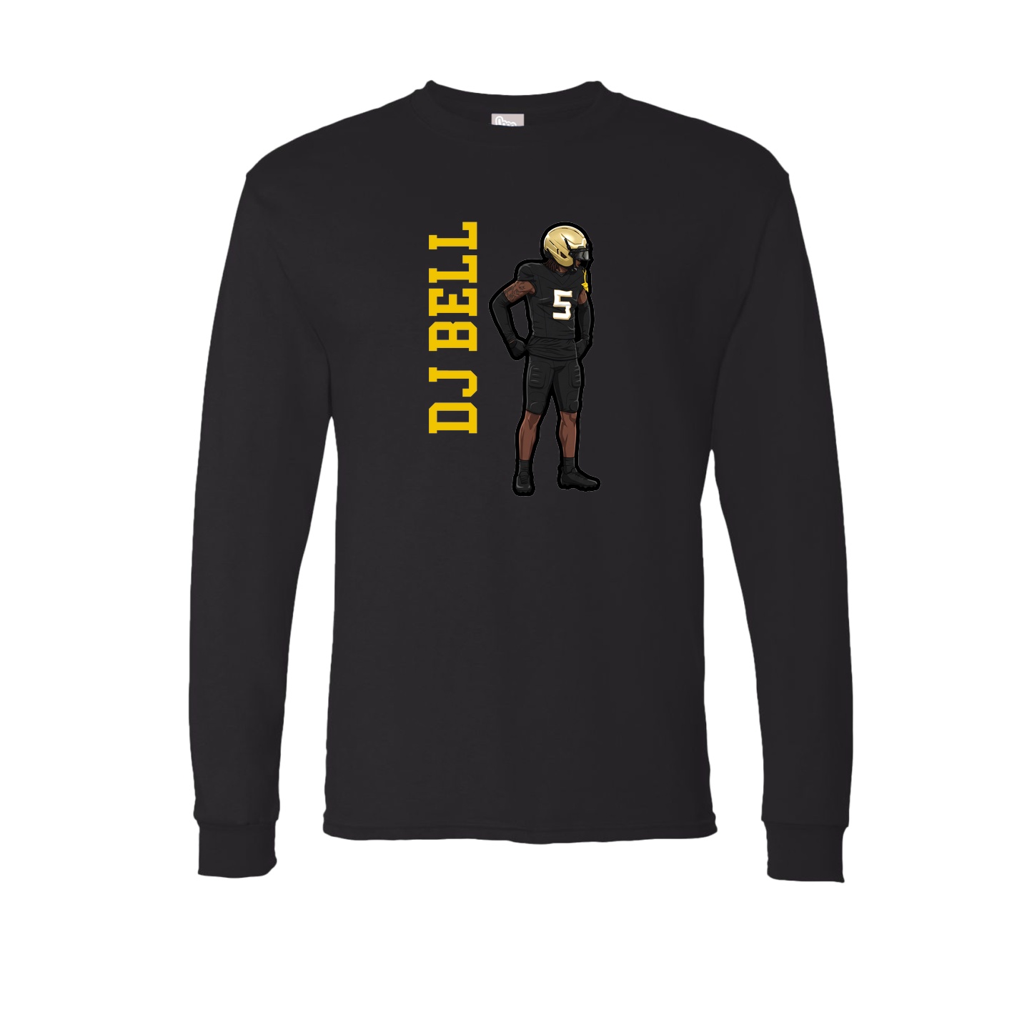 Long Sleeve Tee — Name Vertical in Black
