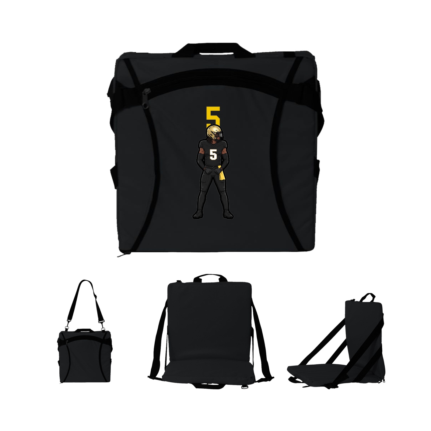 Folding Stadium Seat — Number Top in Black