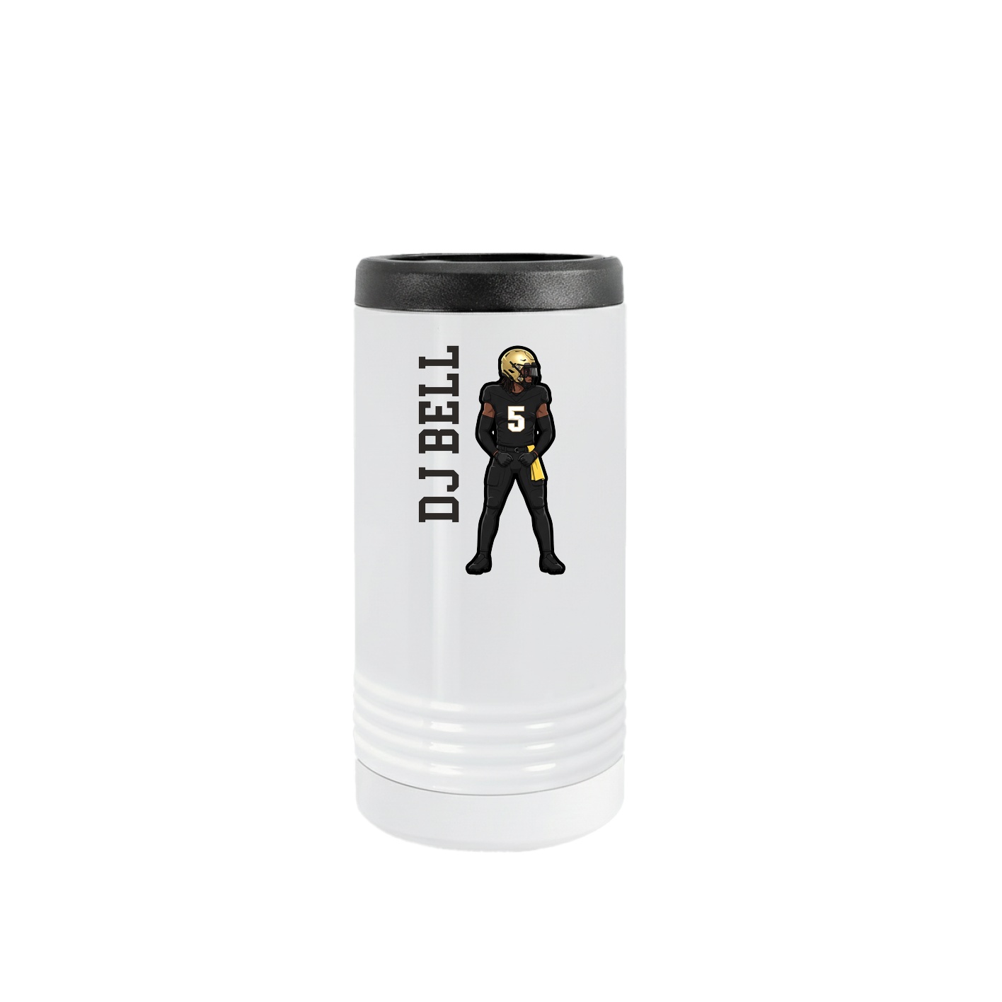 Slim Beverage Holder — Name Vertical in White