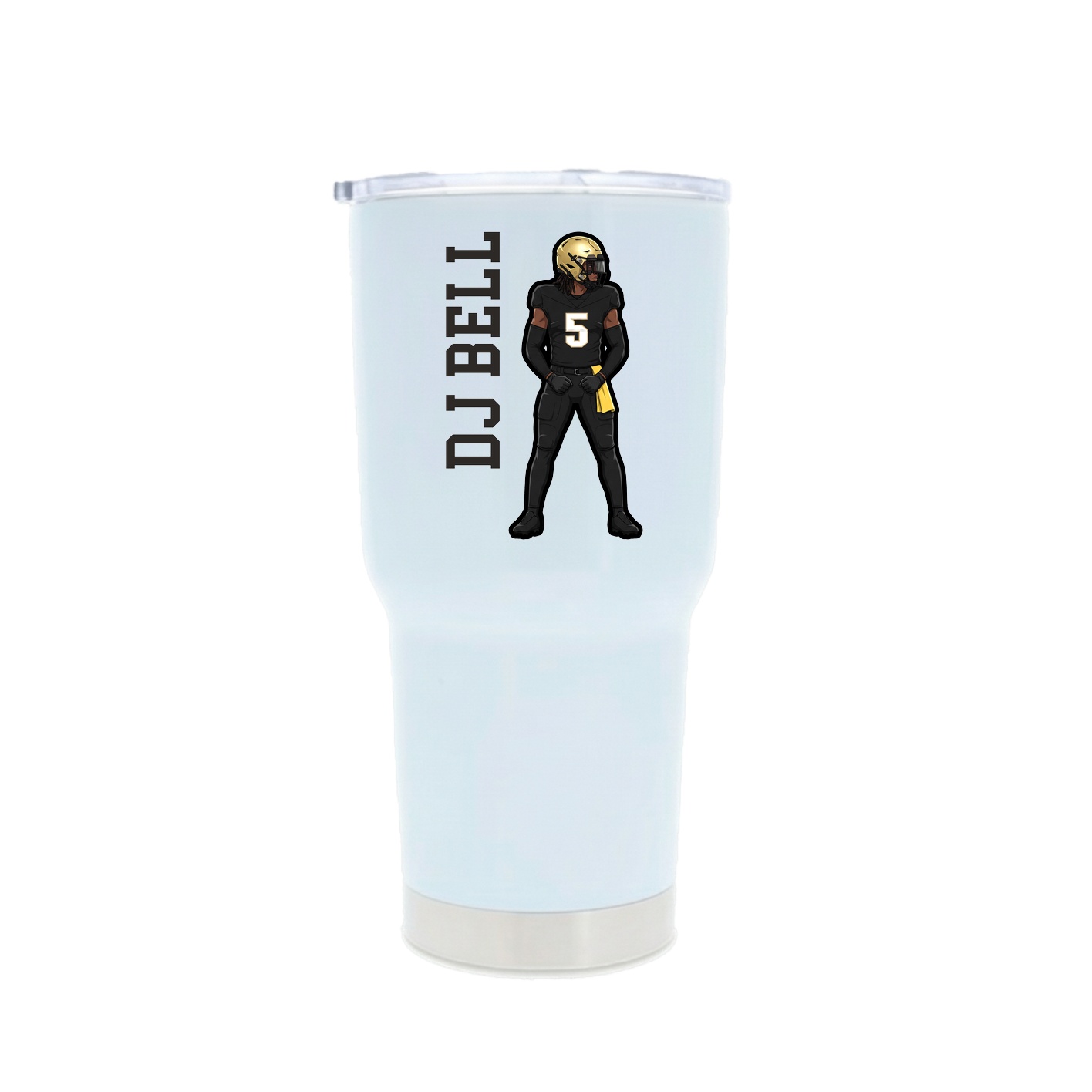 30oz Stainless Steel Tumbler — Name Vertical in White
