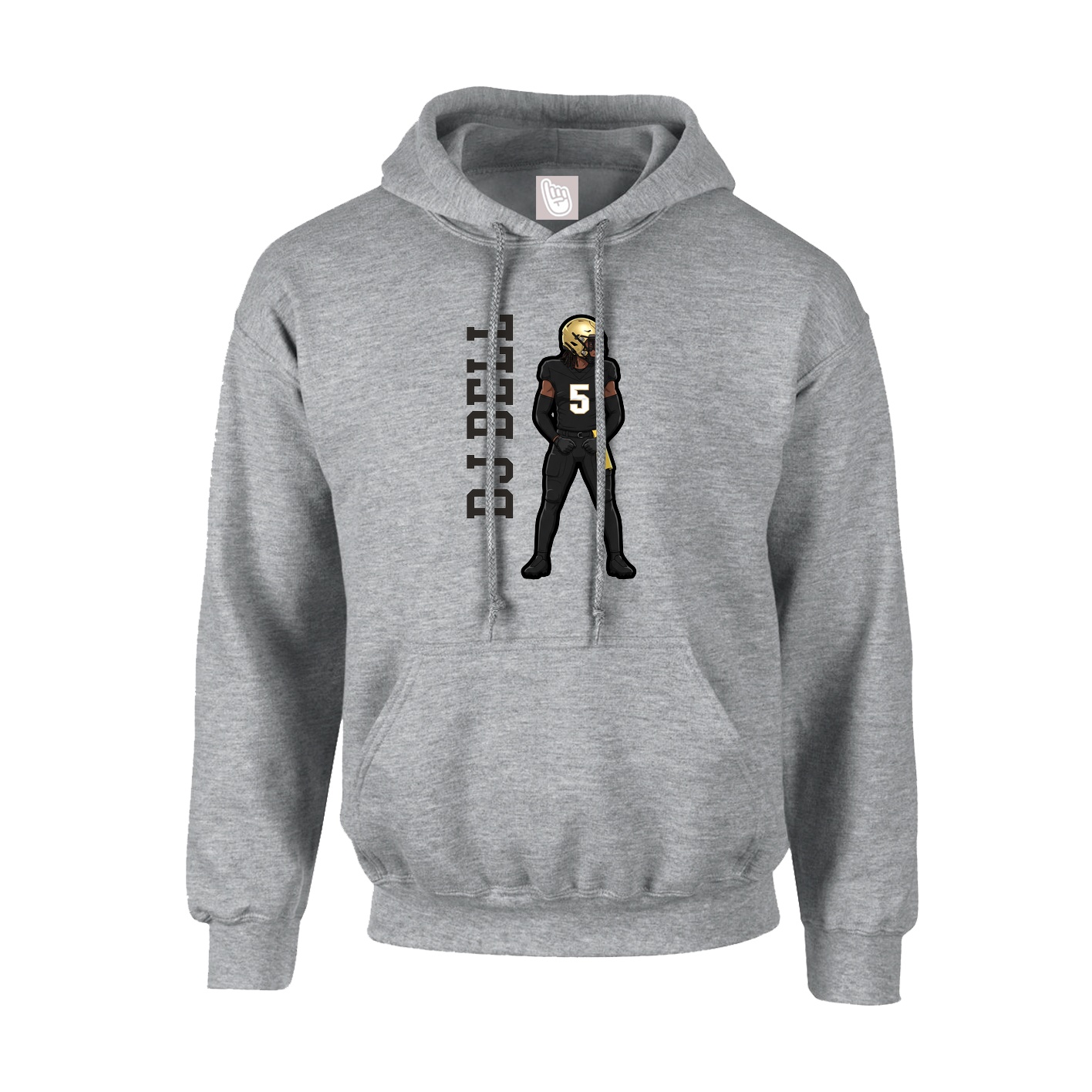 Hoodie — Name Vertical in Grey