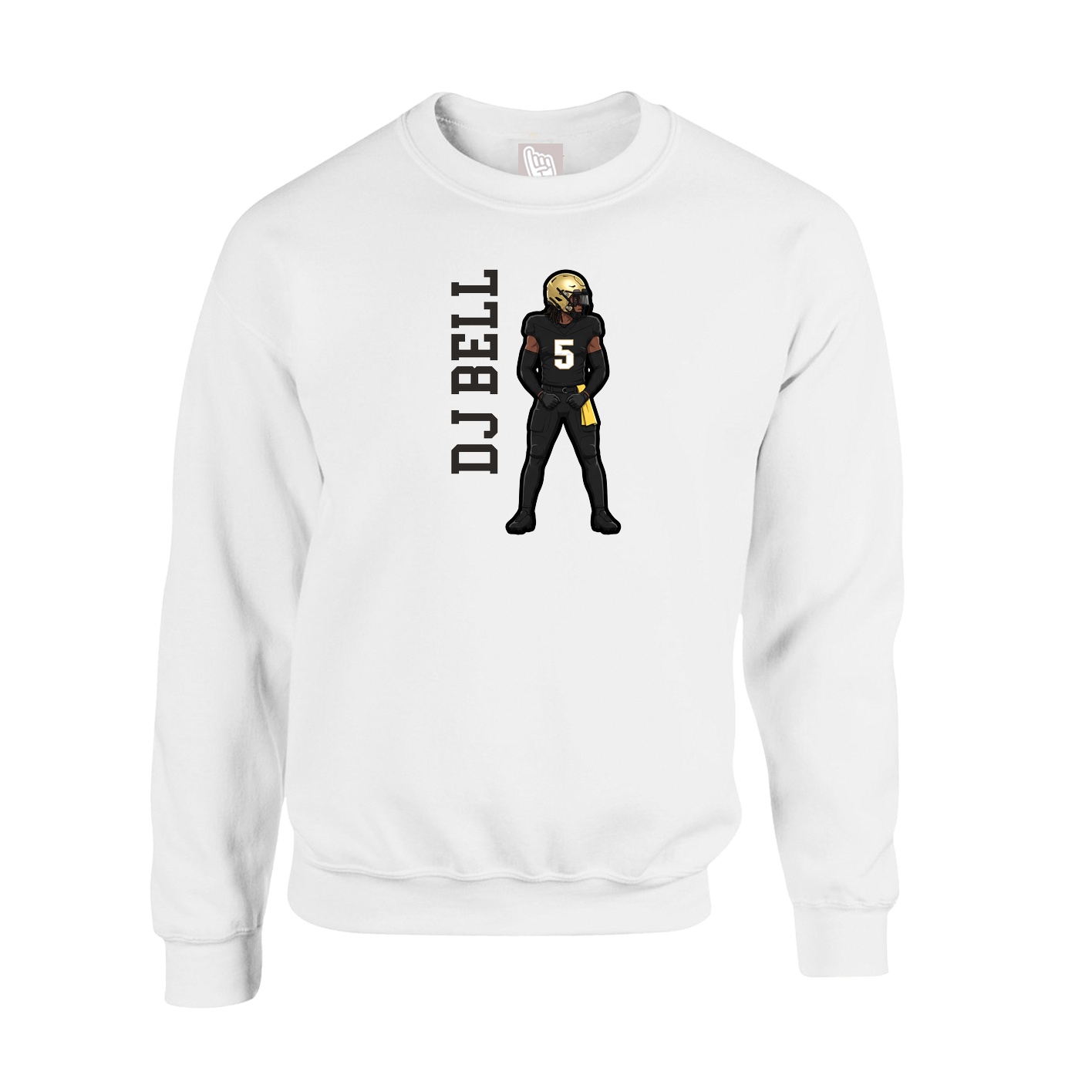 Fleece Crew — Name Vertical in White