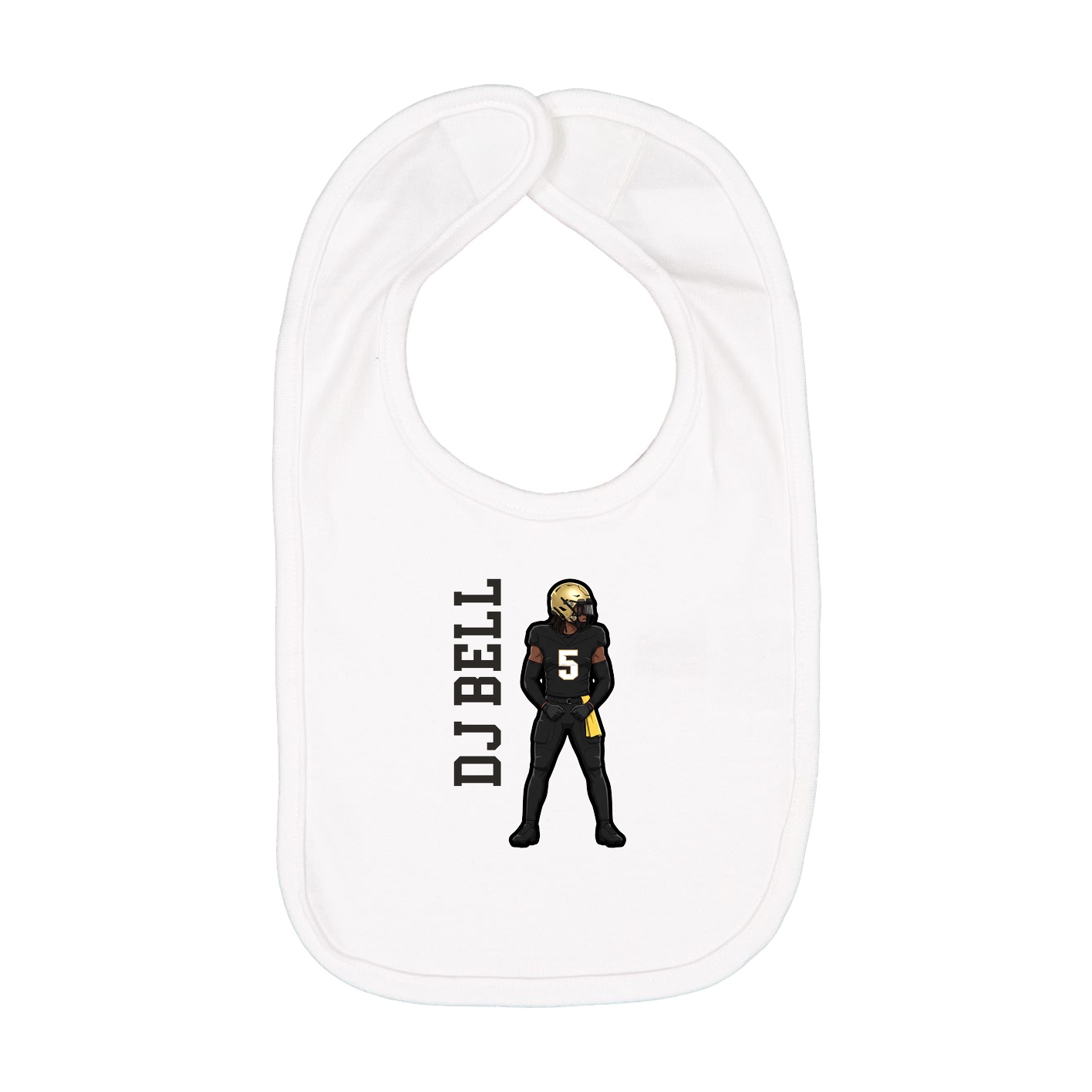 Infant Bib — Name Vertical in White