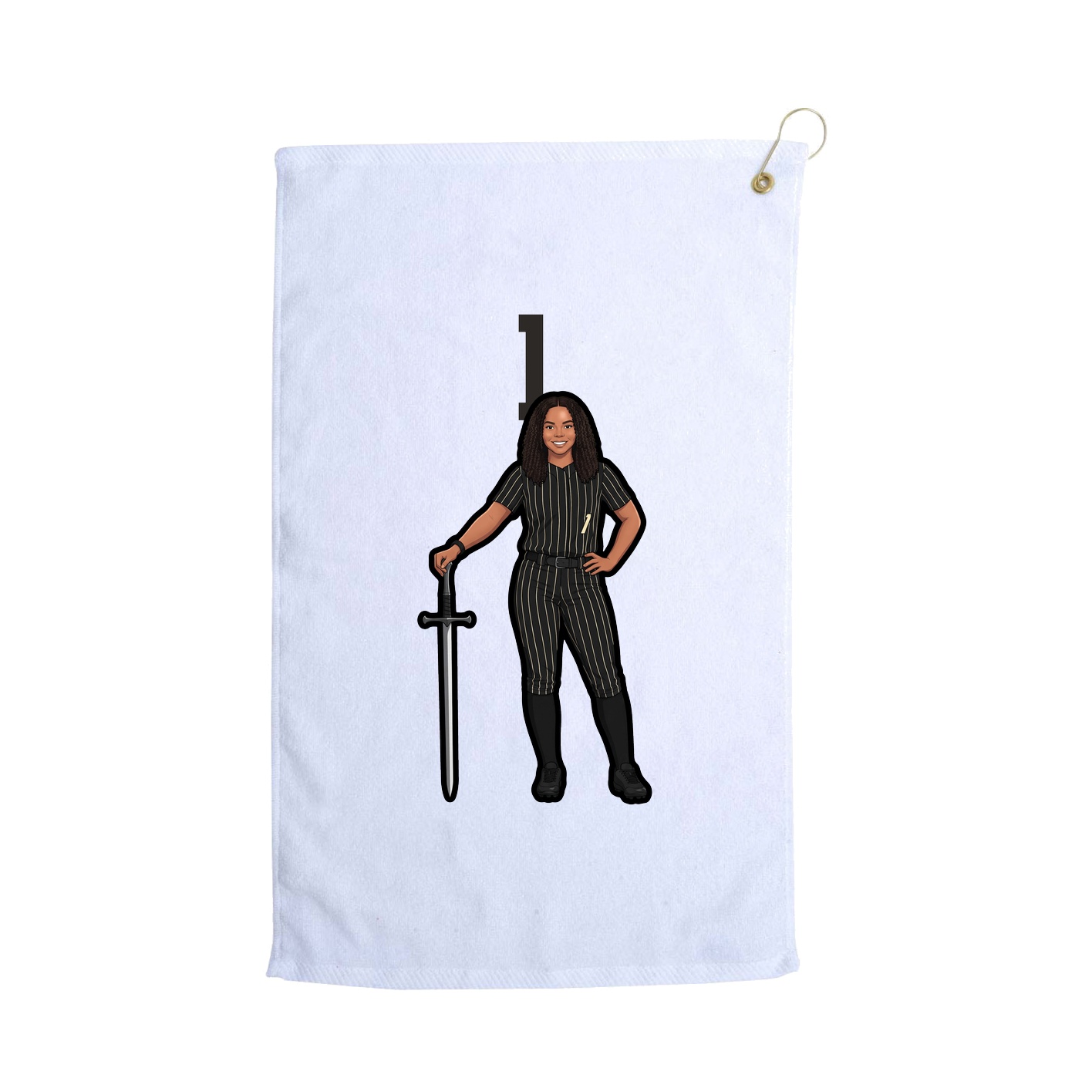 Golf Towel — Number Top in White