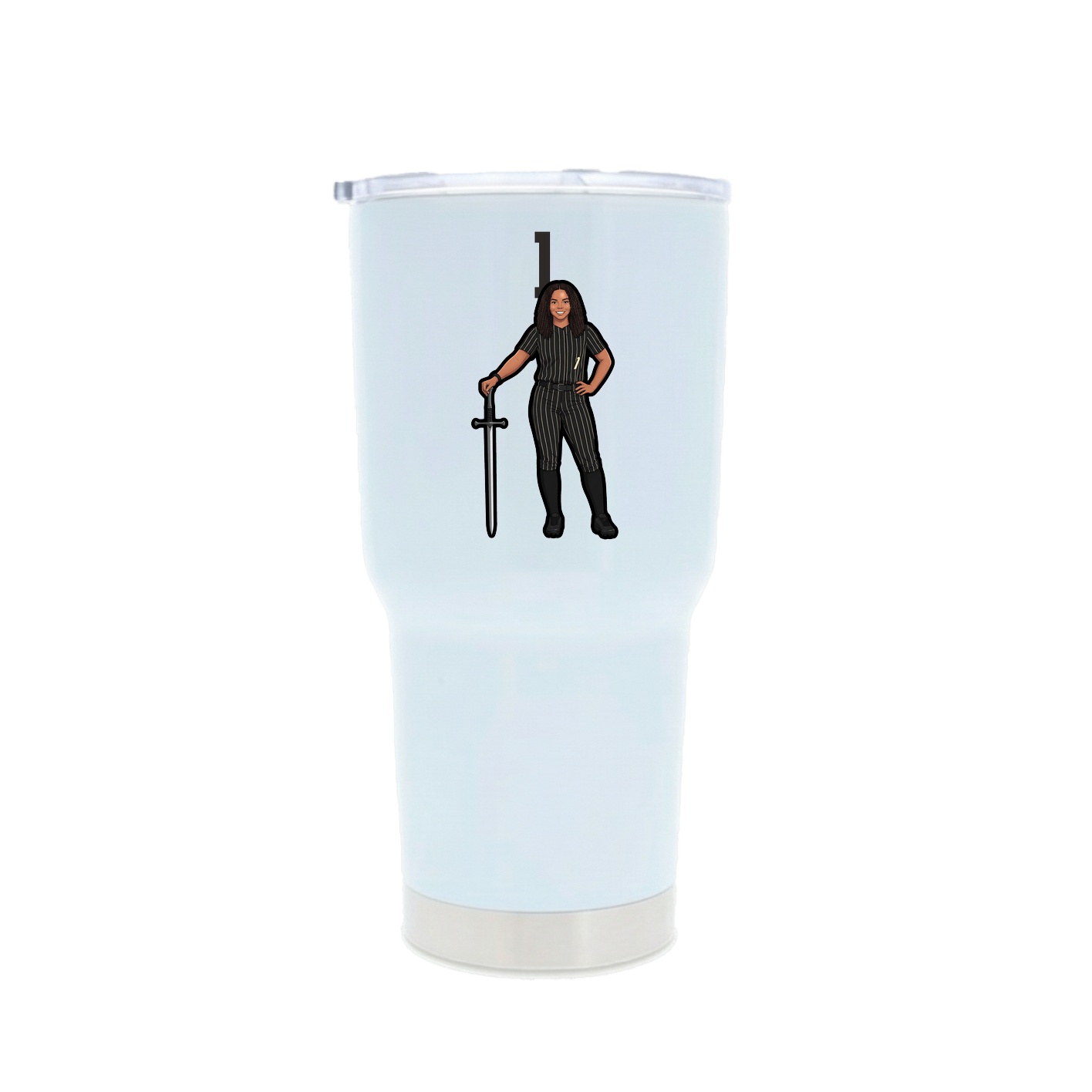 30oz Stainless Steel Tumbler — Number Top in White