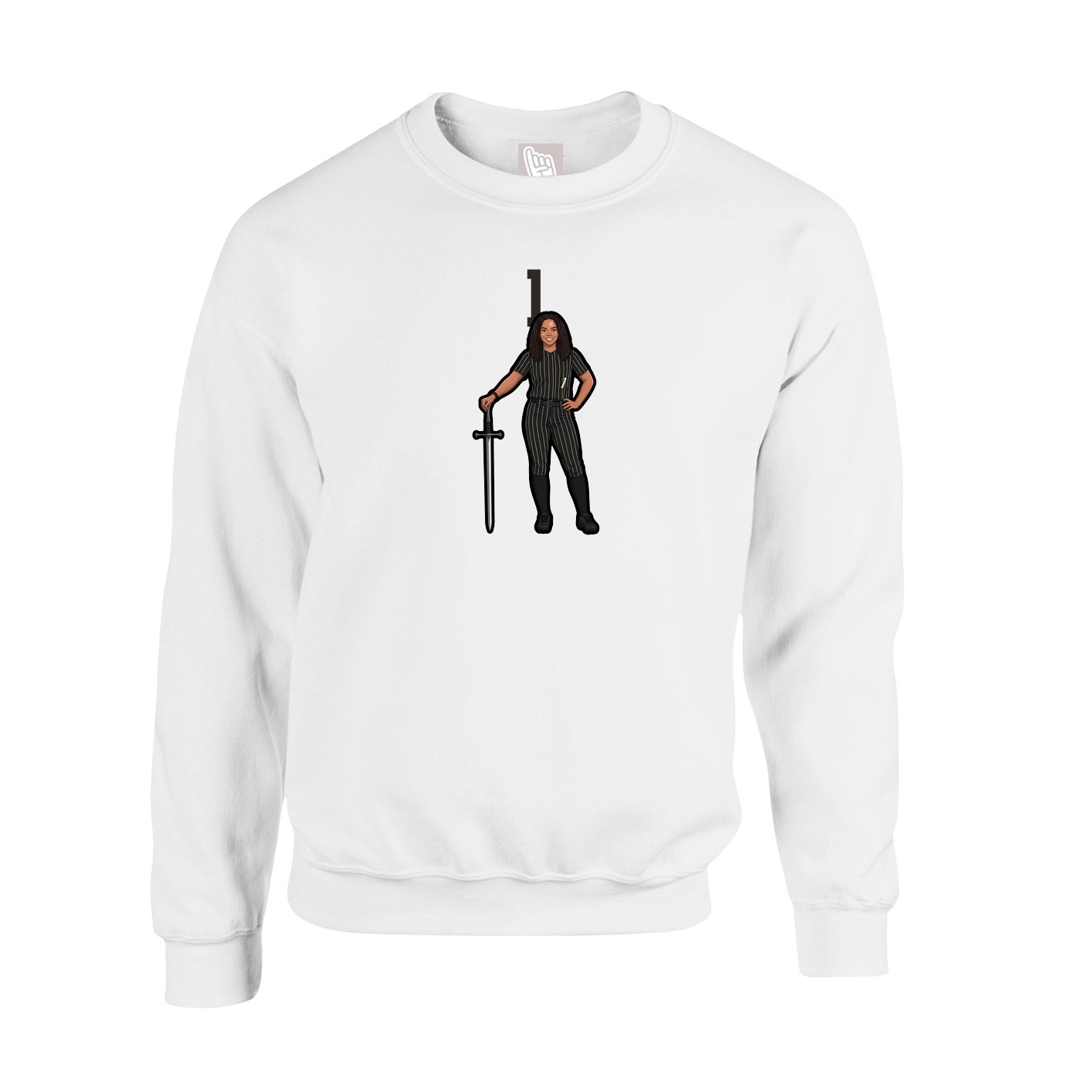 Fleece Crew — Number Top in White