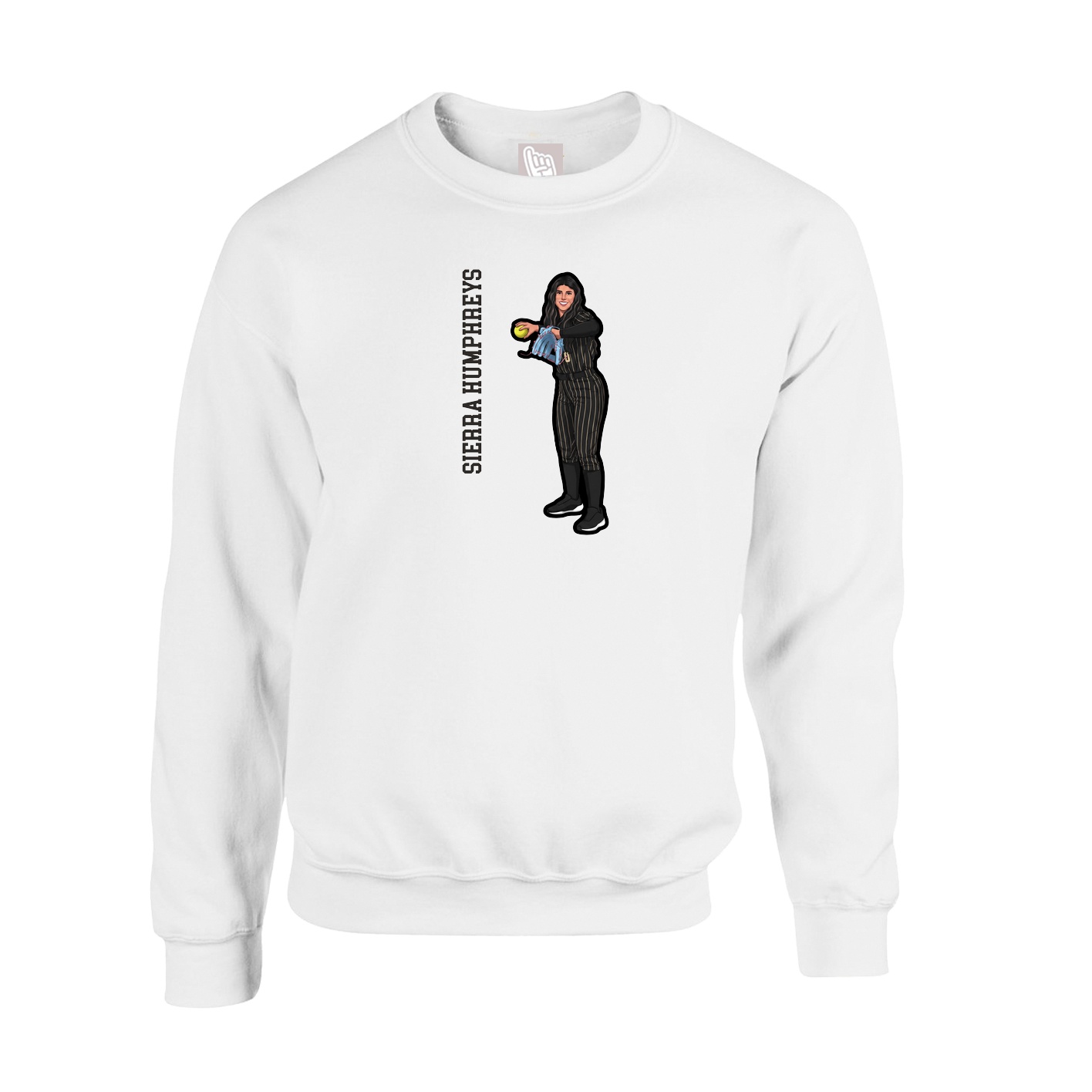 Fleece Crew — Name Vertical in White