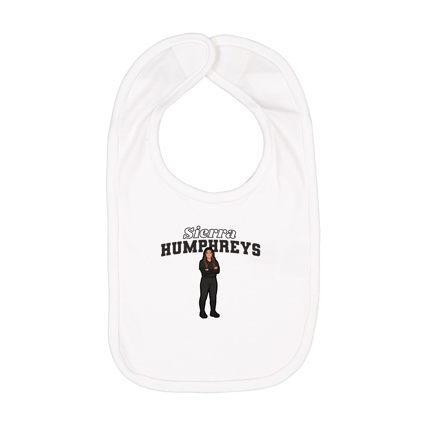 Infant Bib — Name Arch in White