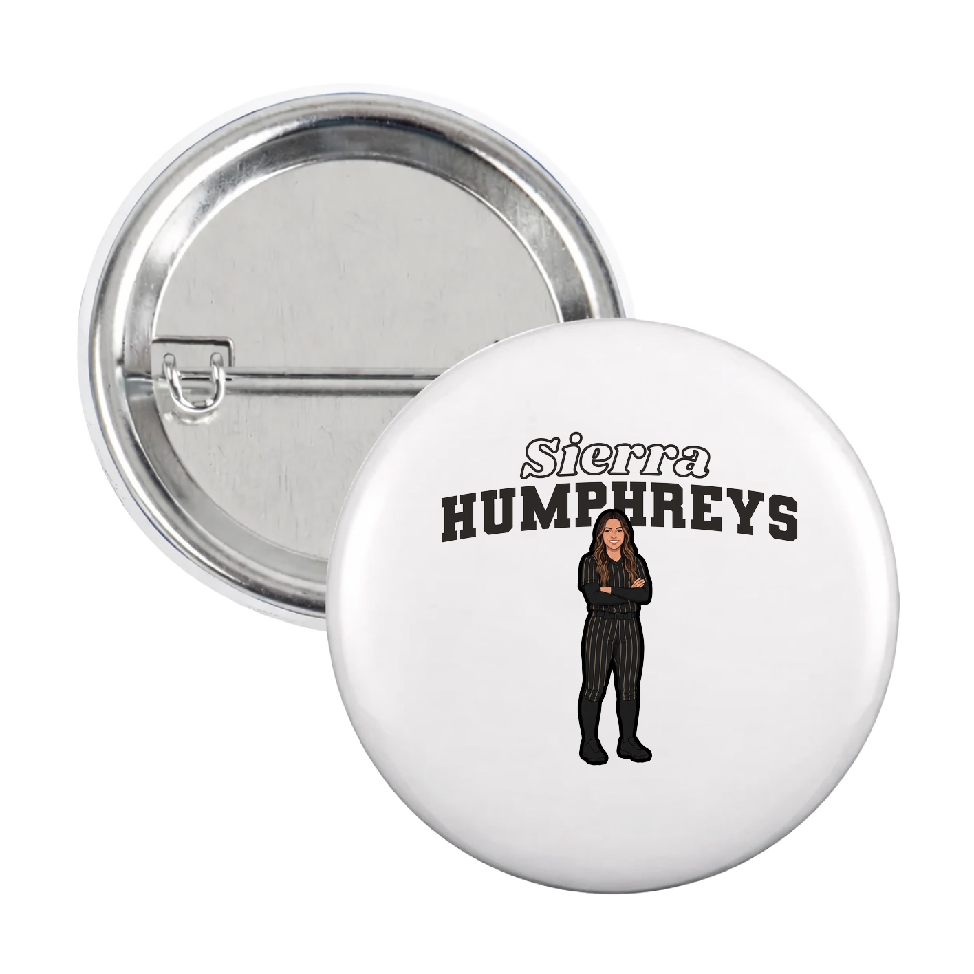 Game Day Button — Name Arch in White