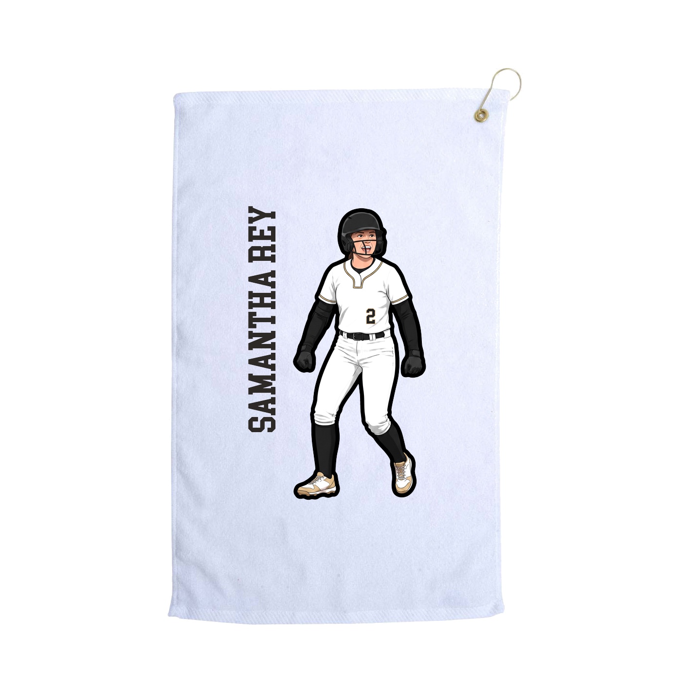 Golf Towel — Name Vertical in White