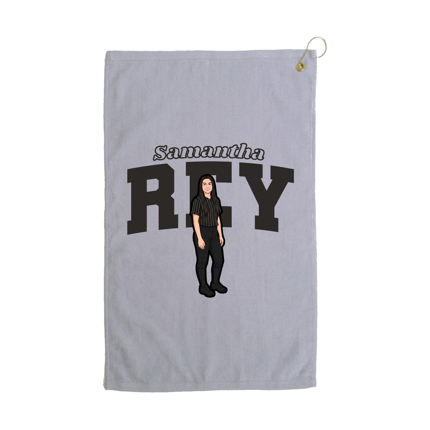 Golf Towel — Name Arch in Grey