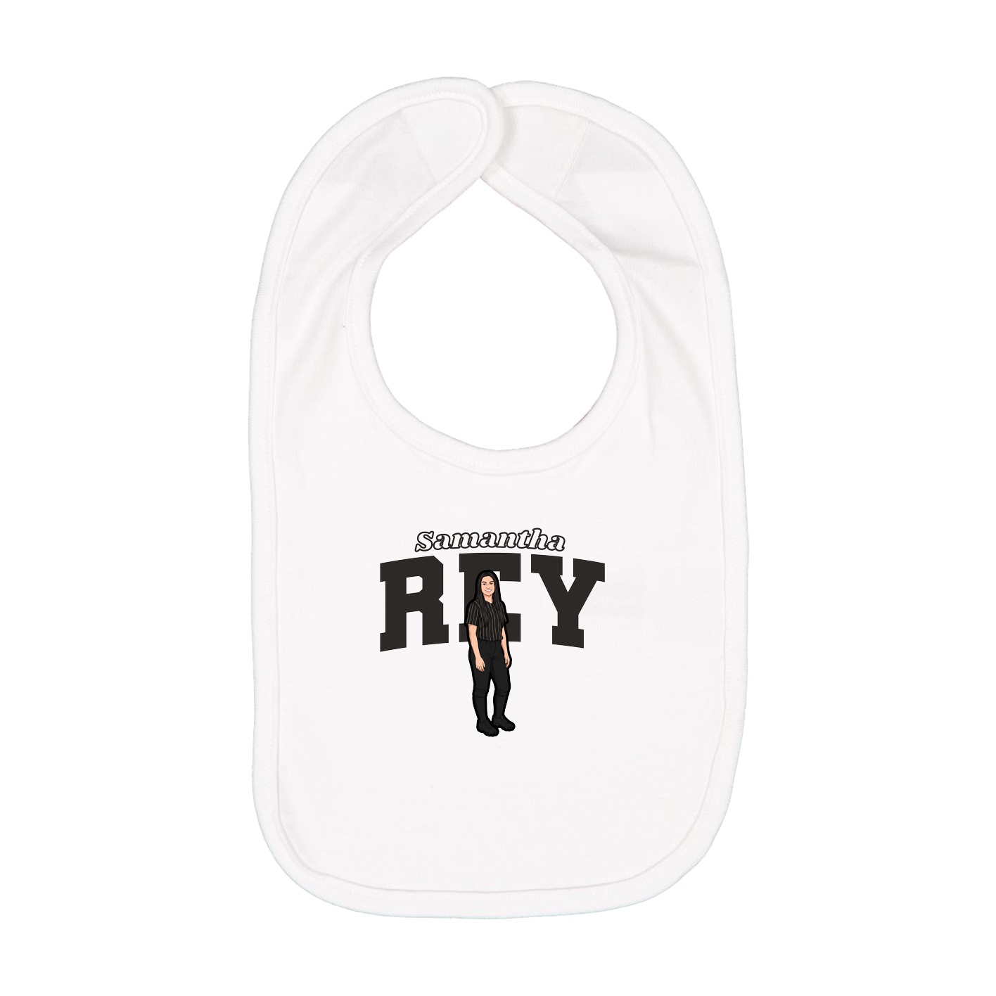 Infant Bib — Name Arch in White