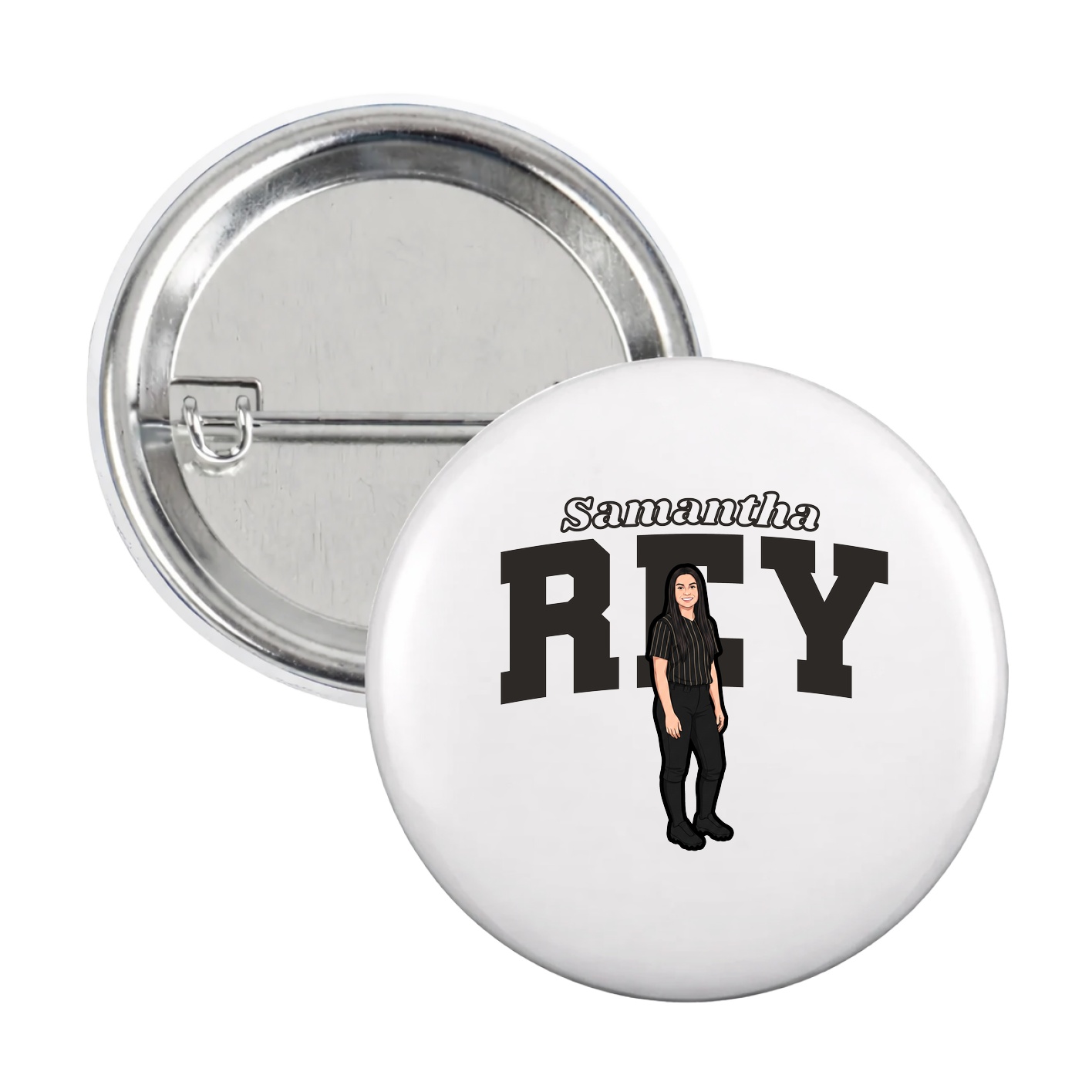 Game Day Button — Name Arch in White