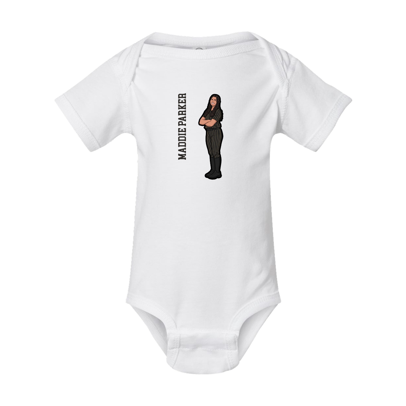 Baby Onesie — Name Vertical in White