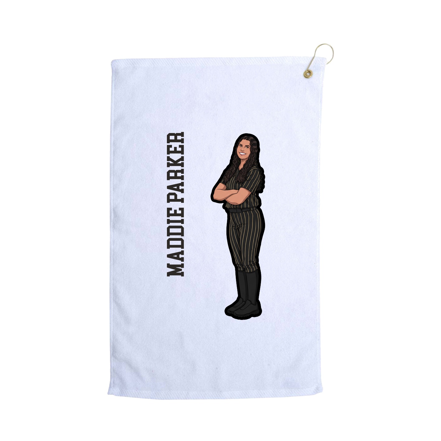 Golf Towel — Name Vertical in White