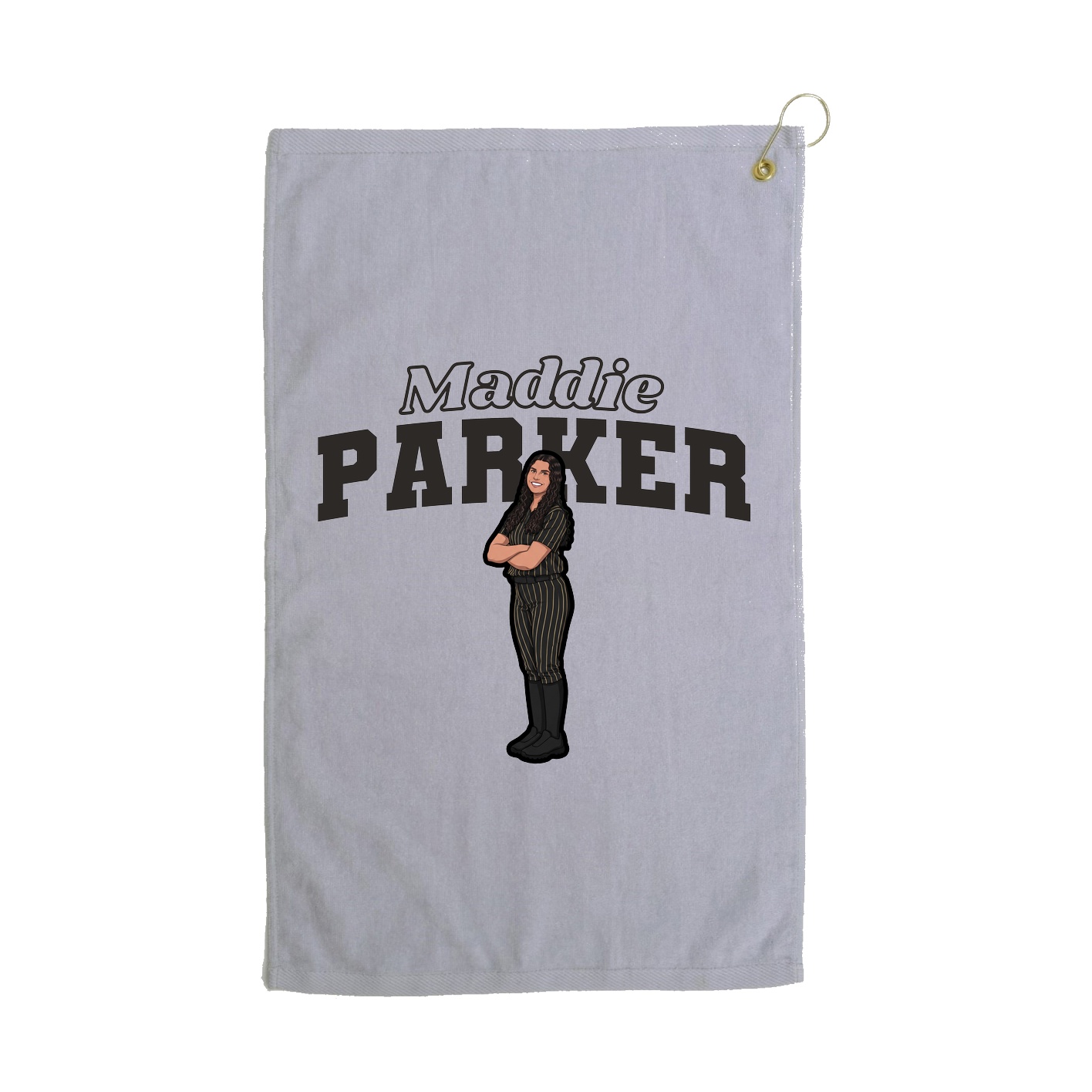 Golf Towel — Name Arch in Grey