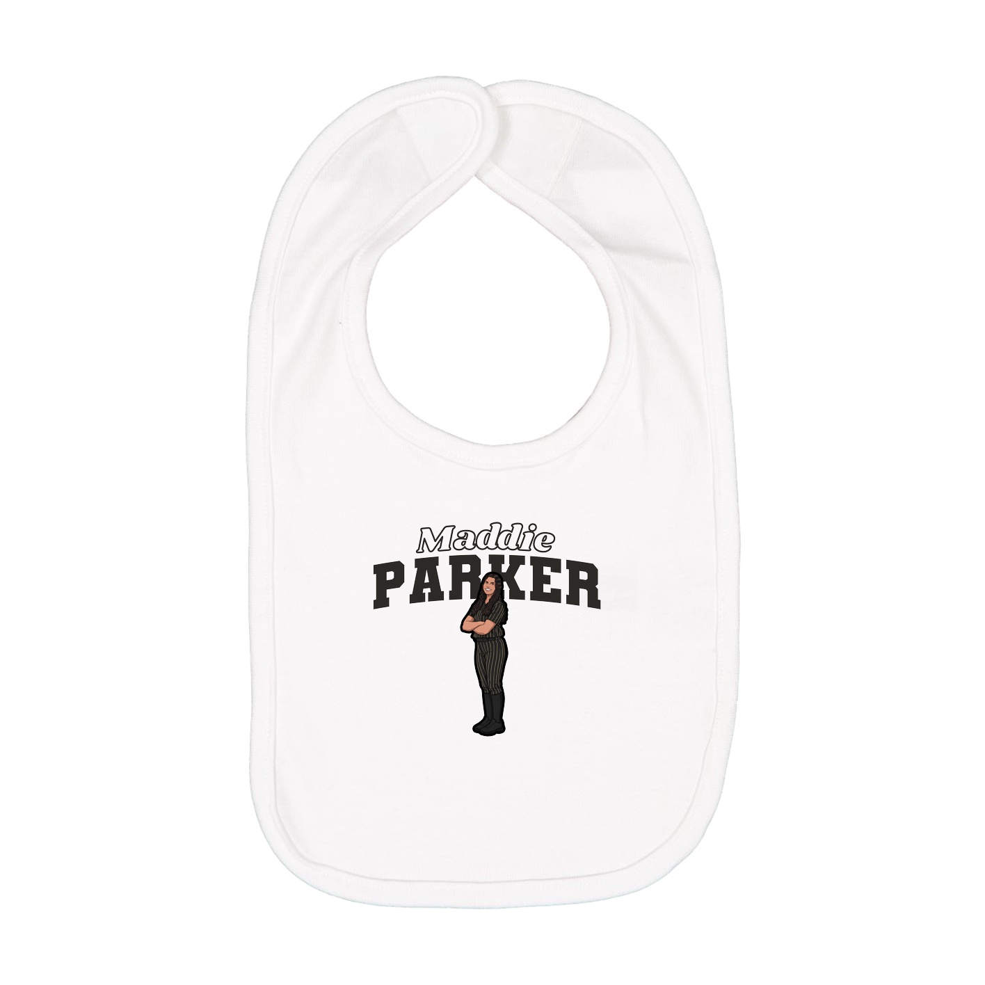 Infant Bib — Name Arch in White