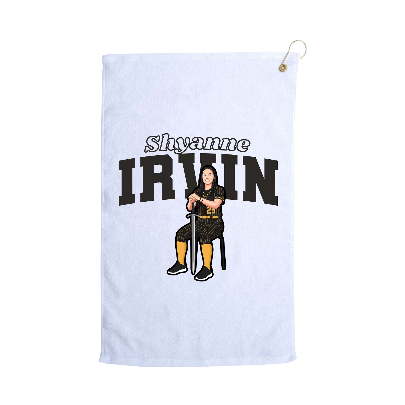 Golf Towel — Name Arch in White