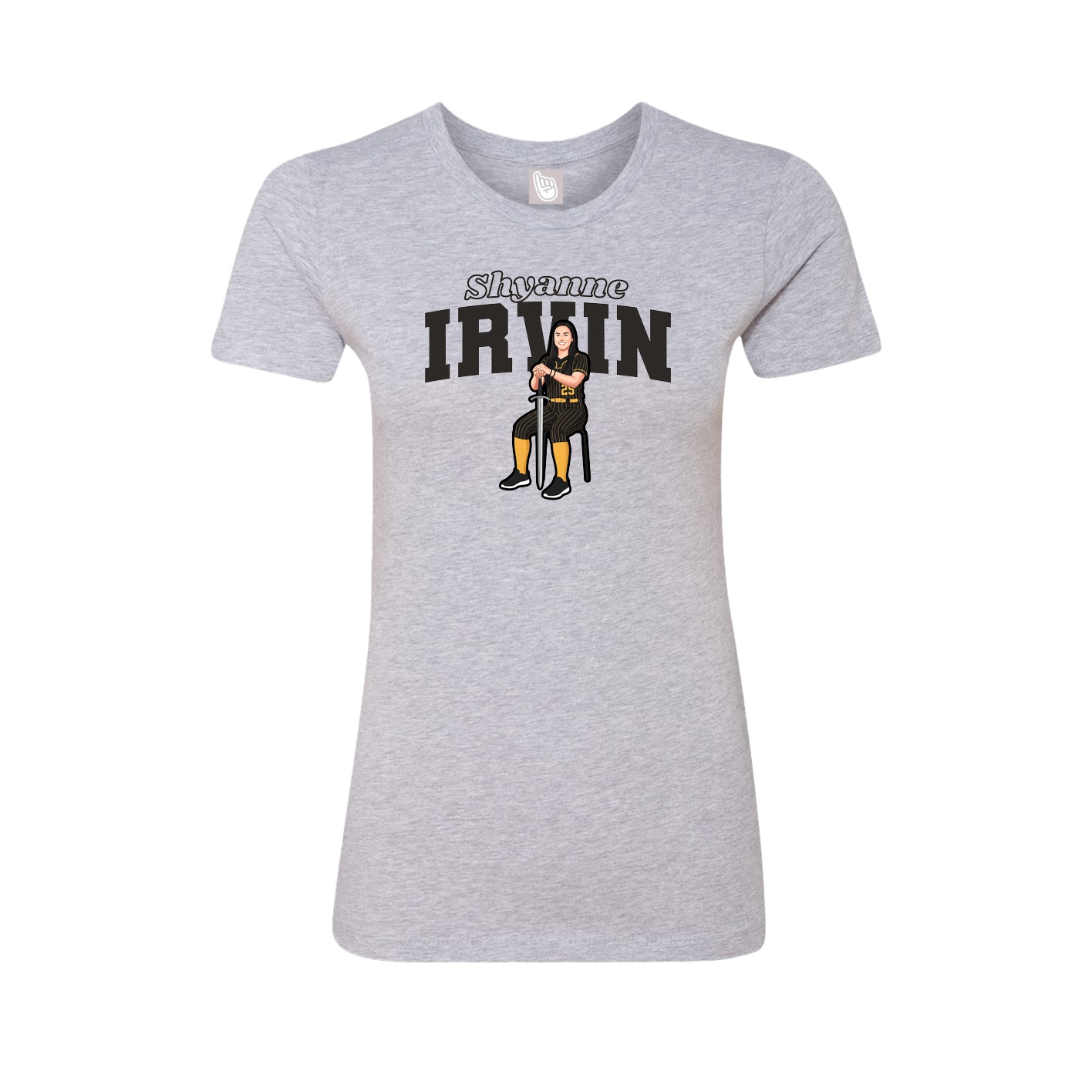 Fitted Women's Tee — Name Arch in Grey