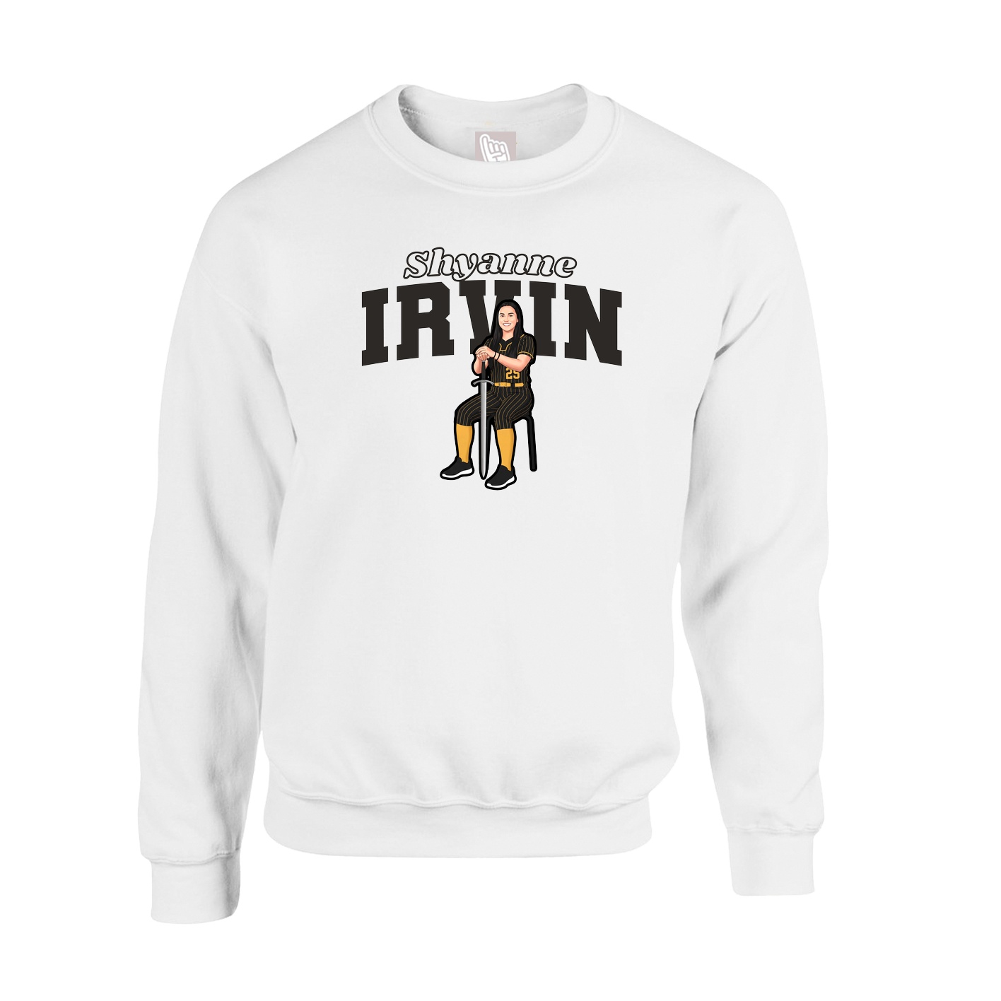 Fleece Crew — Name Arch in White