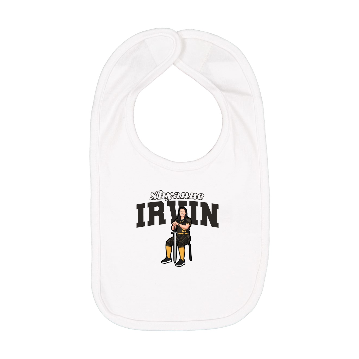 Infant Bib — Name Arch in White