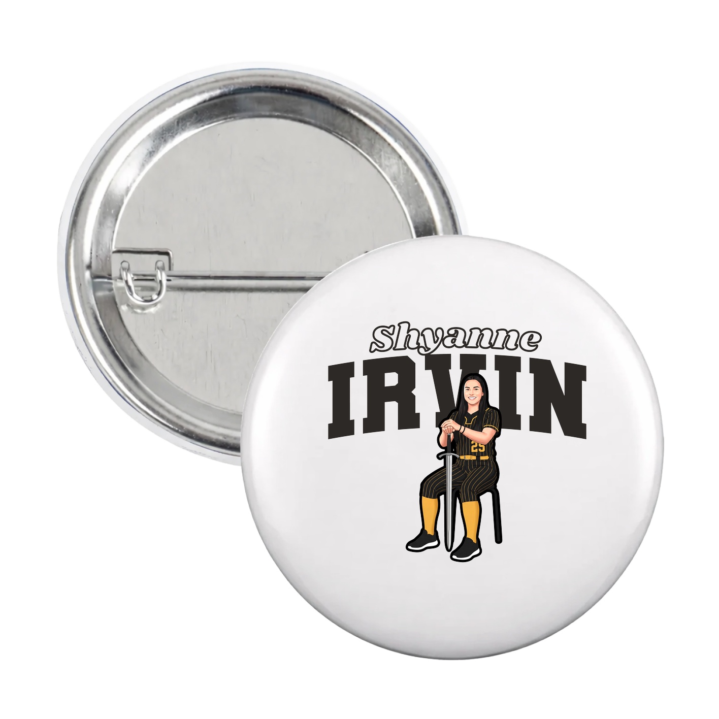 Game Day Button — Name Arch in White