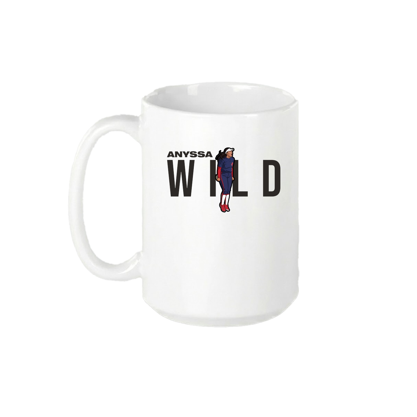 15oz Coffee Mug — Player Name in White