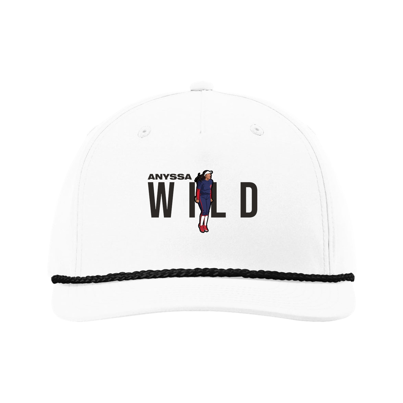 Five-Panel Classic Rope Cap — Player Name in White