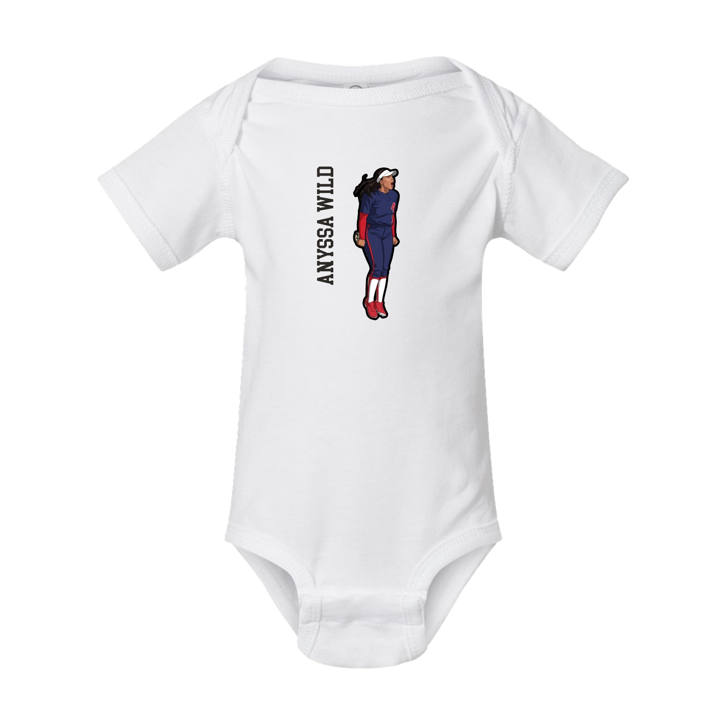 Baby Onesie — Name Vertical in White