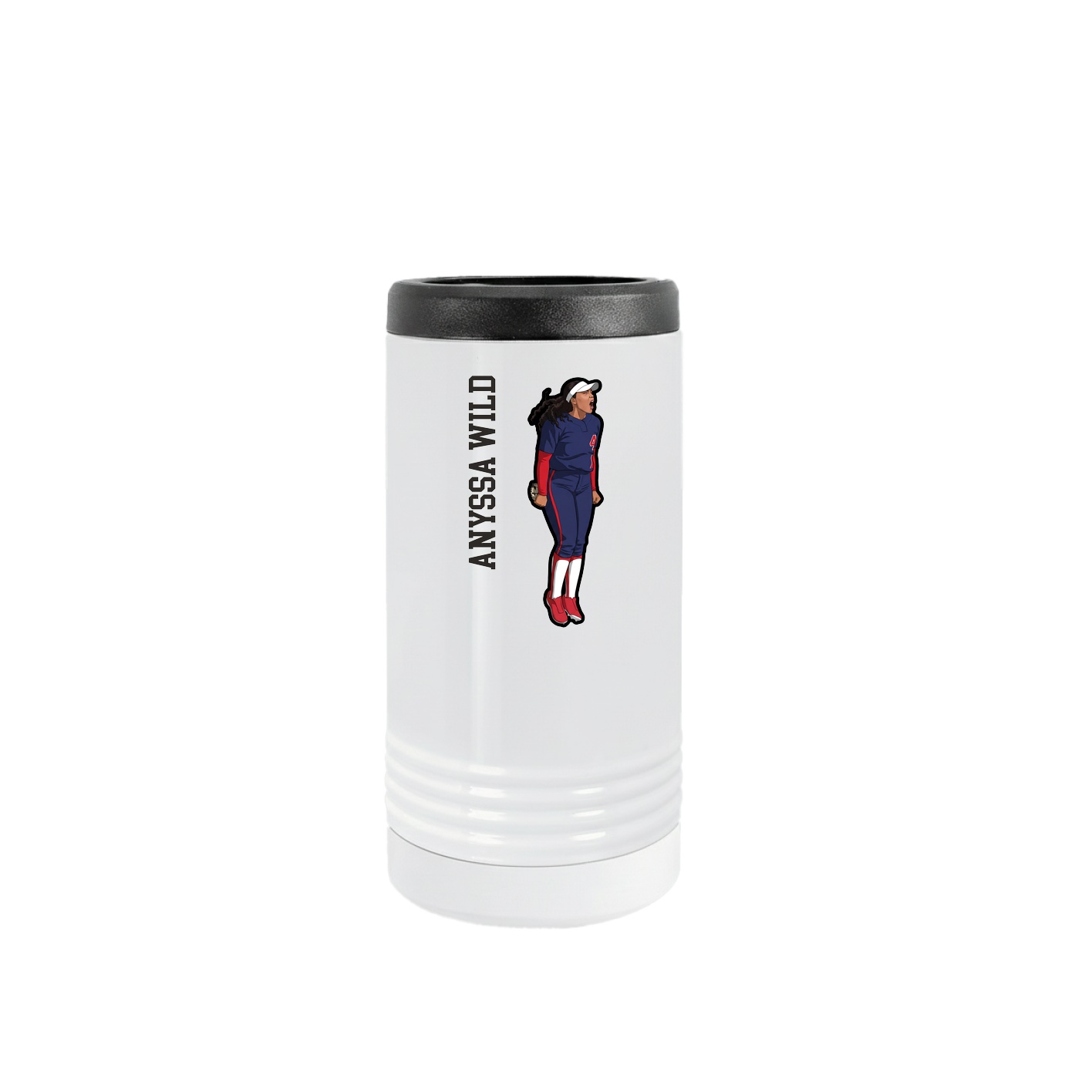 Slim Beverage Holder — Name Vertical in White