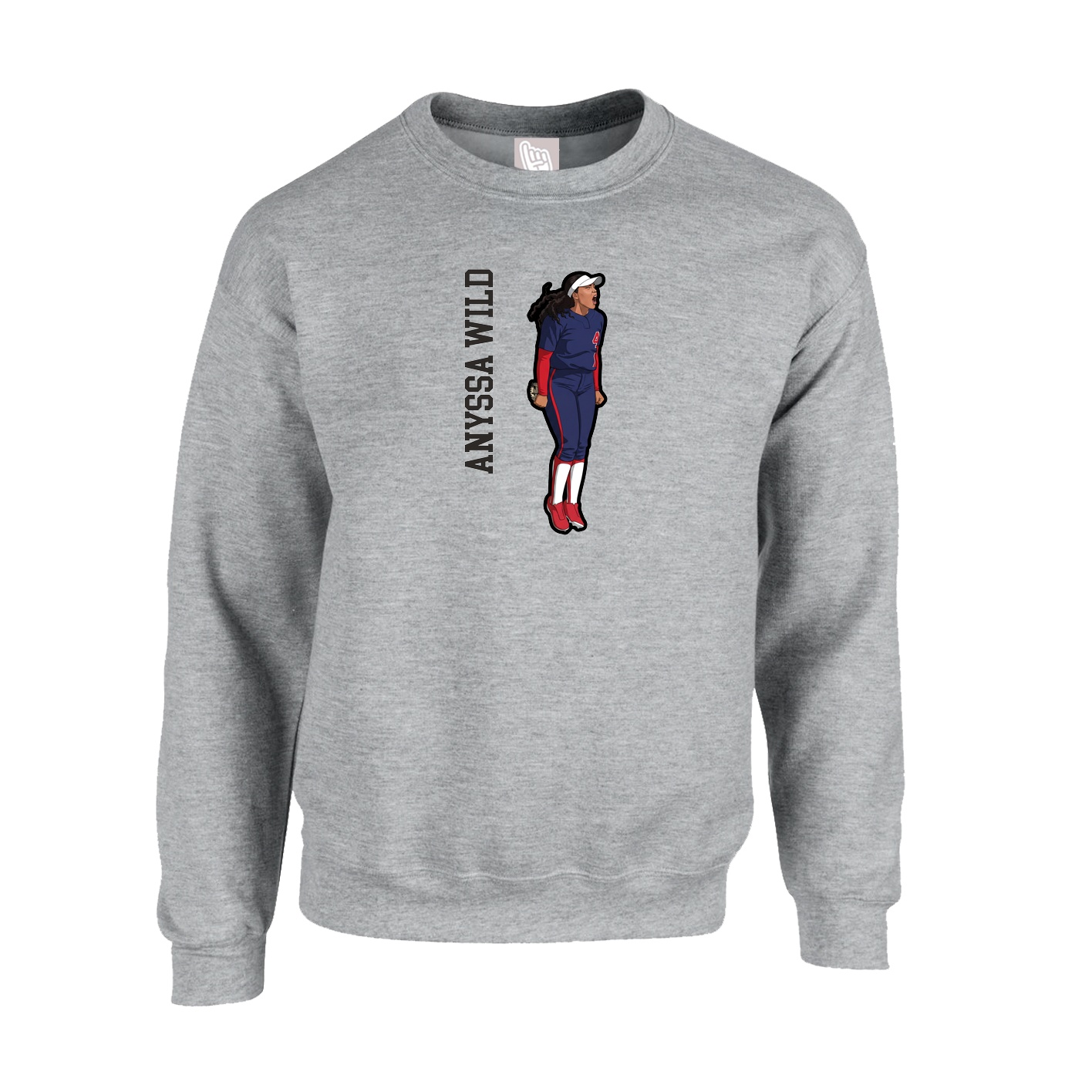 Fleece Crew — Name Vertical in Grey