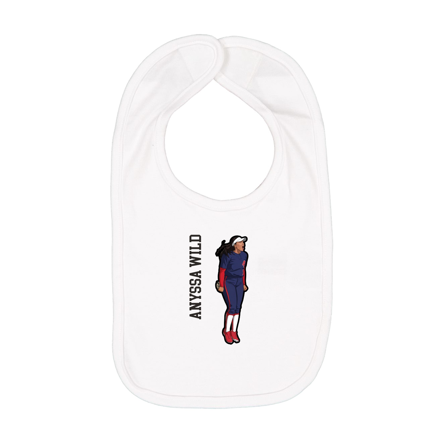 Infant Bib — Name Vertical in White