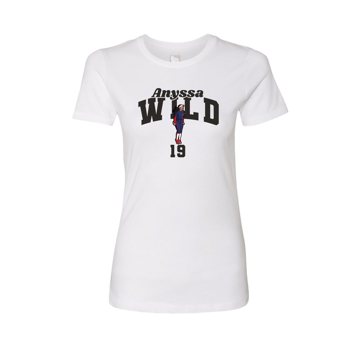 Fitted Women's Tee — Signature Arch in White