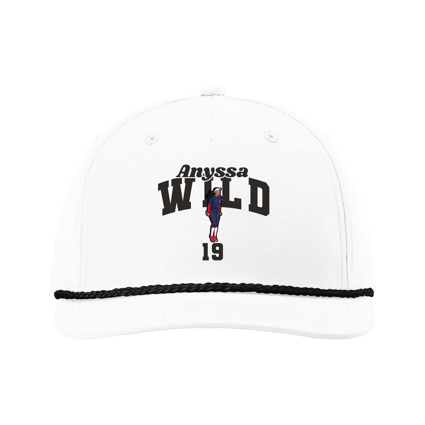 Five-Panel Classic Rope Cap — Signature Arch in White