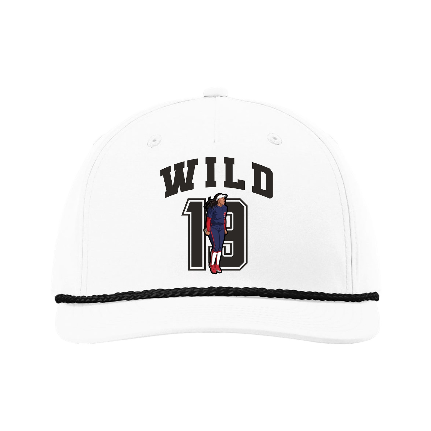 Five-Panel Classic Rope Cap — Number in White