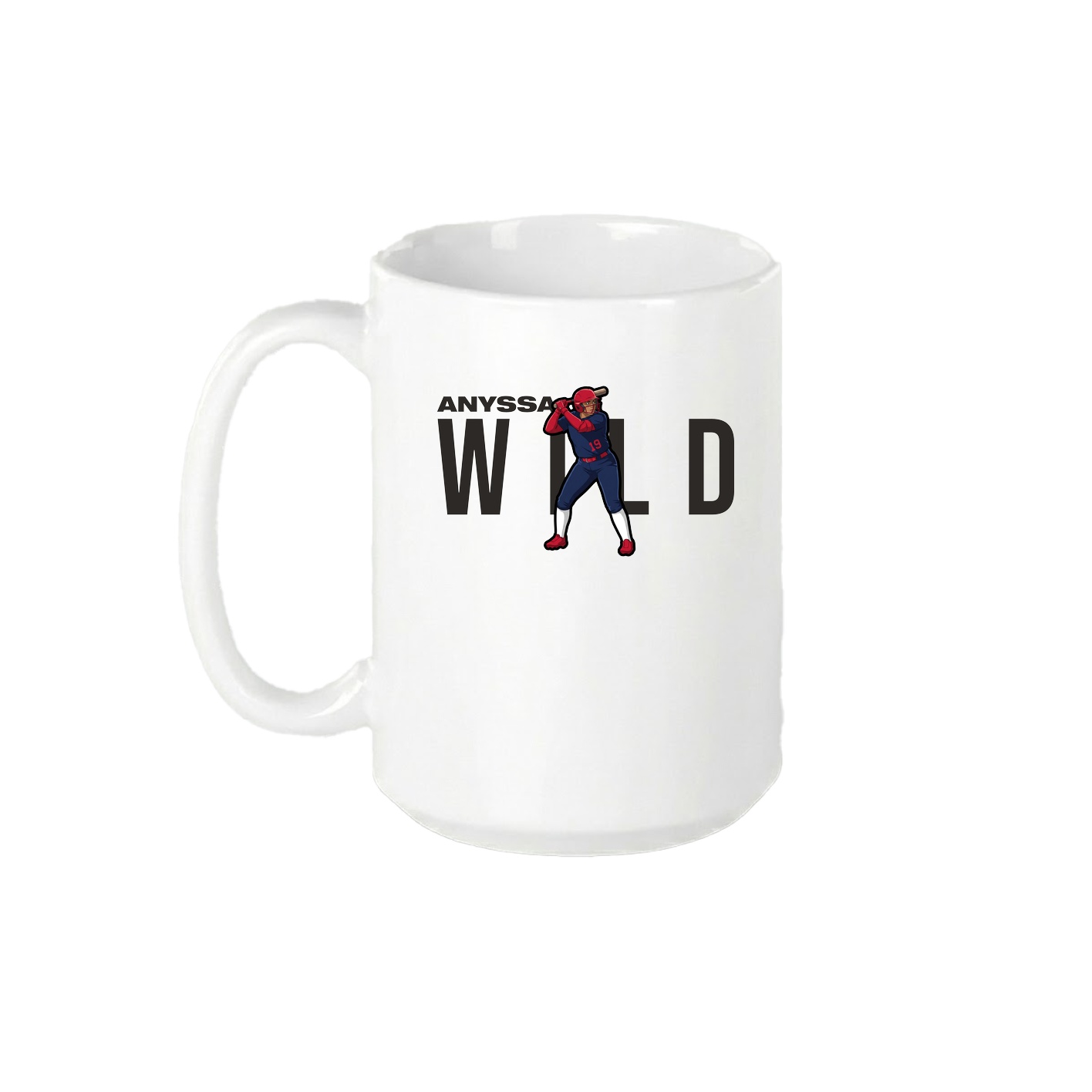 15oz Coffee Mug — Player Name in White