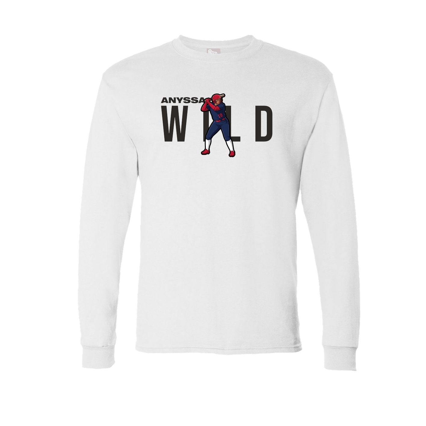Long Sleeve Tee — Player Name in White