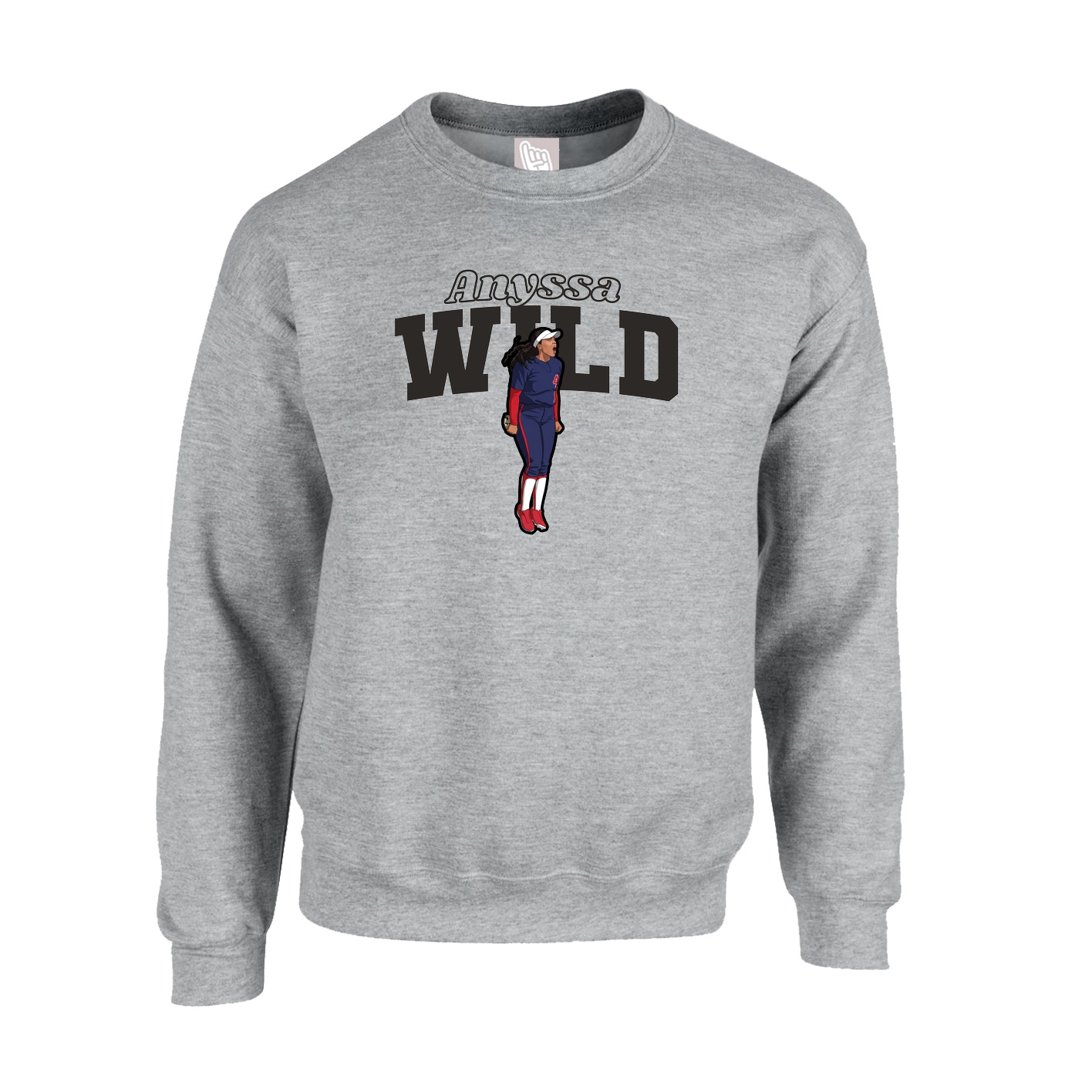 Fleece Crew — Name Arch in Grey