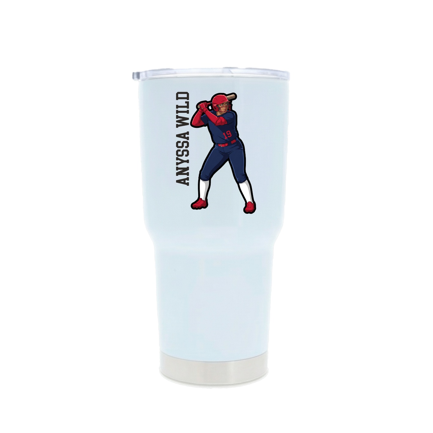 30oz Stainless Steel Tumbler — Name Vertical in White