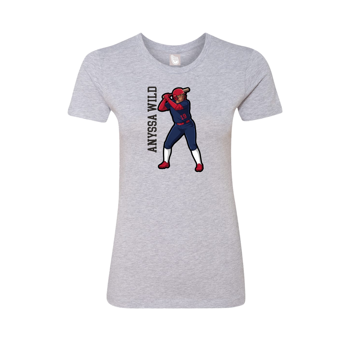 Fitted Women's Tee — Name Vertical in Grey