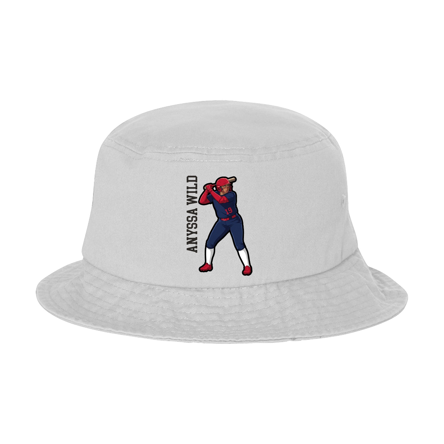 Bucket Cap — Name Vertical in White