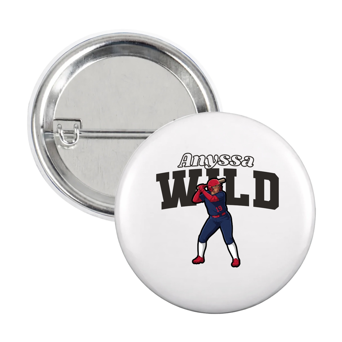 Game Day Button — Name Arch in White