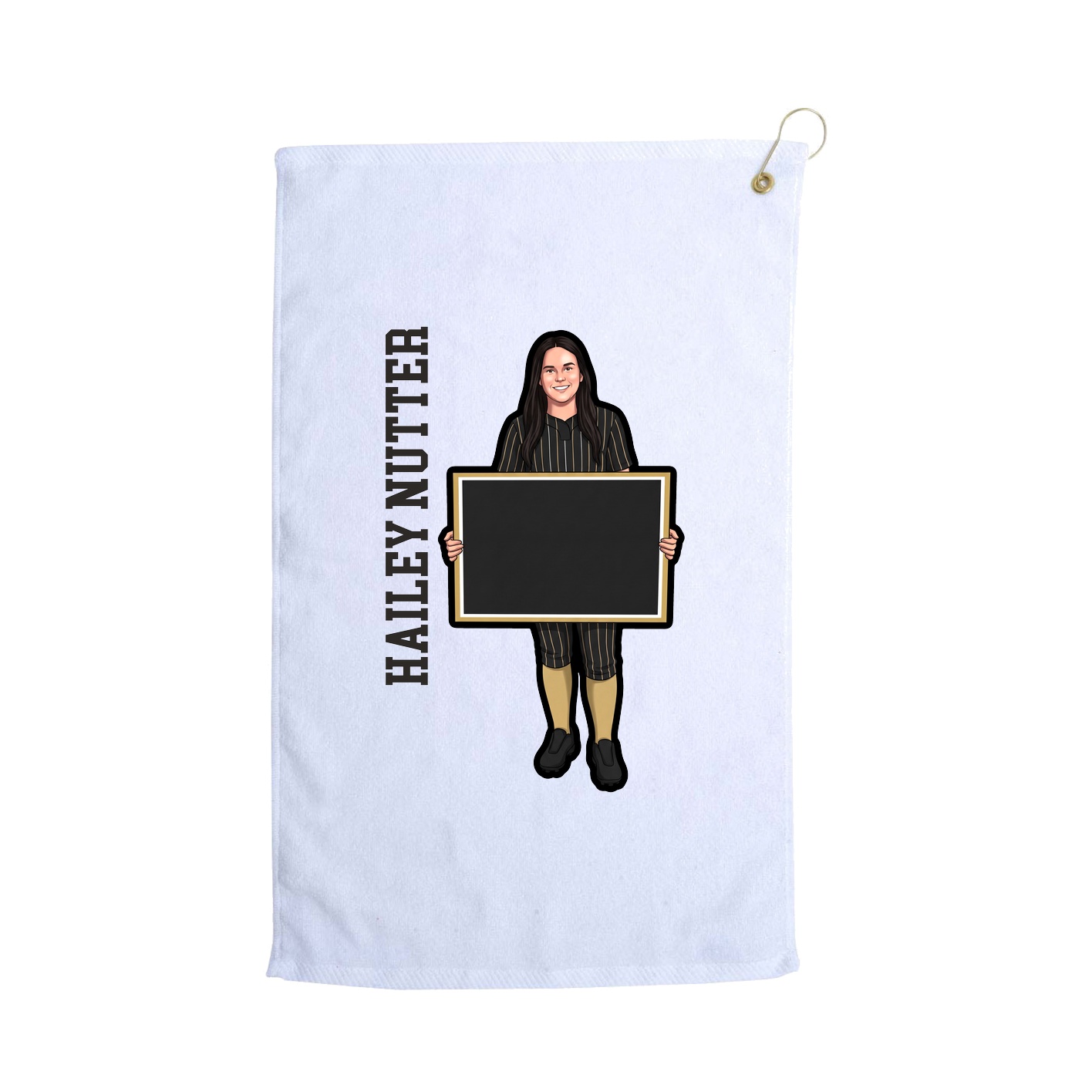 Golf Towel — Name Vertical in White