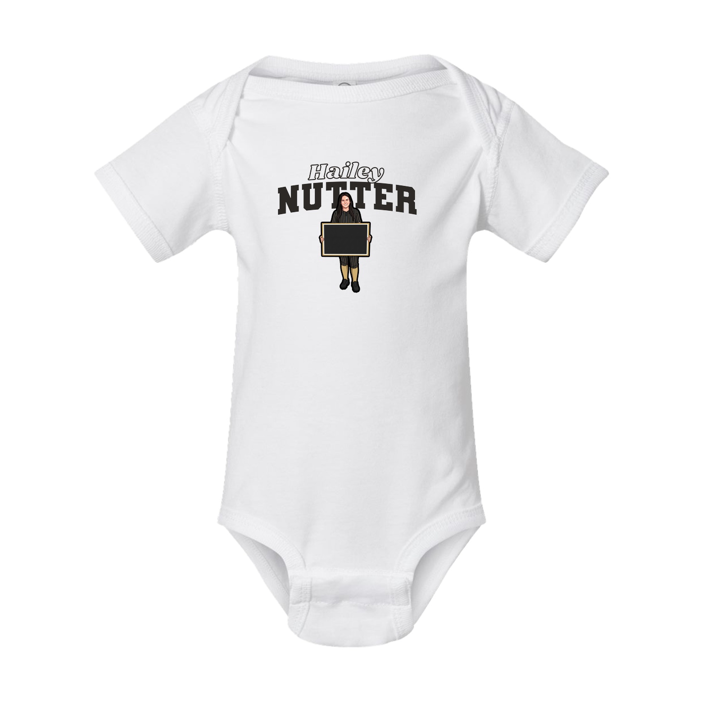Baby Onesie — Name Arch in White