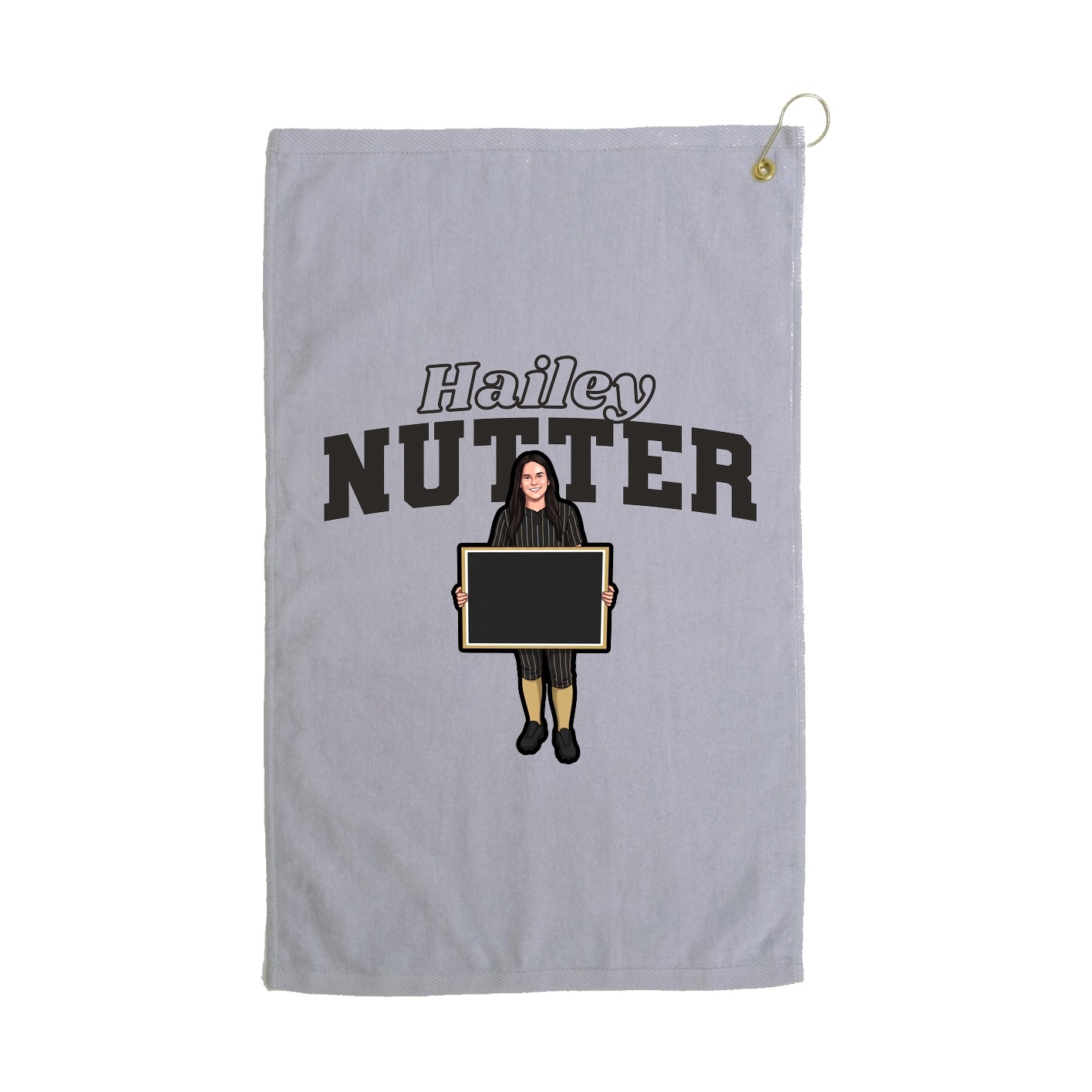 Golf Towel — Name Arch in Grey