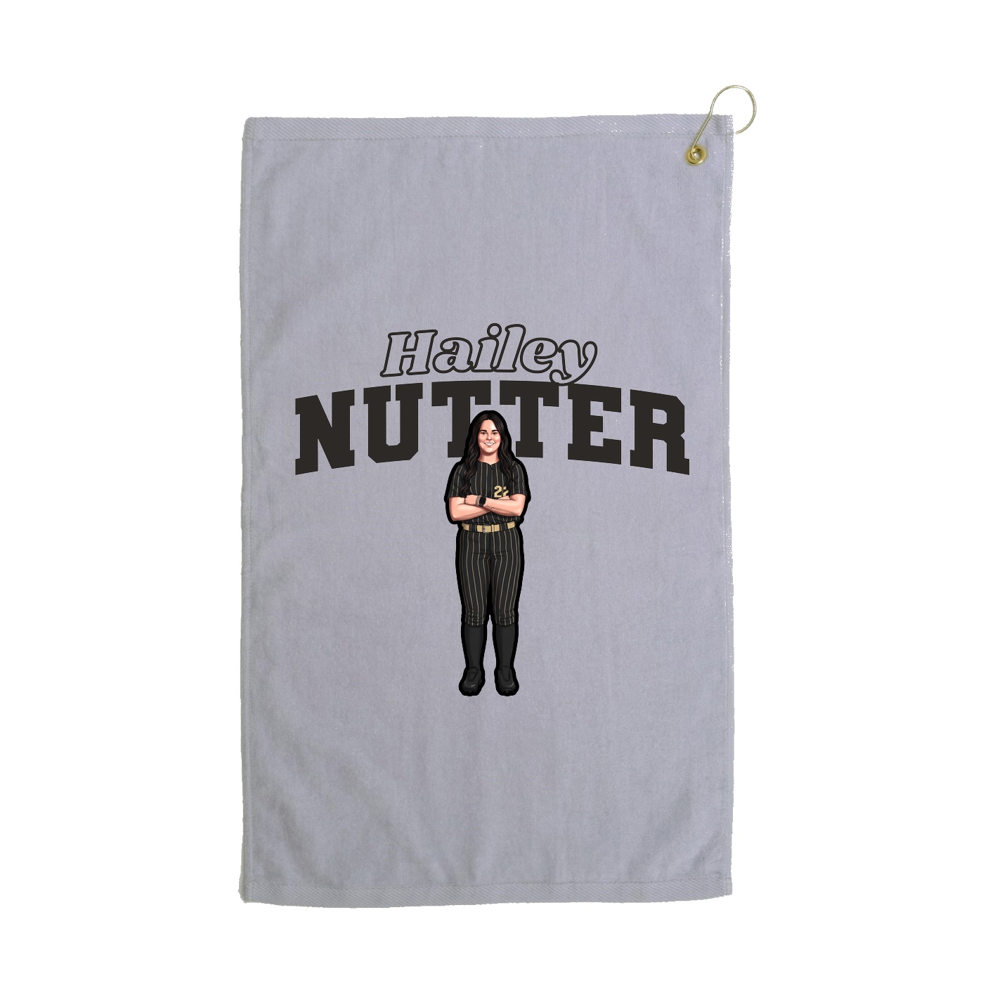Golf Towel — Name Arch in Grey