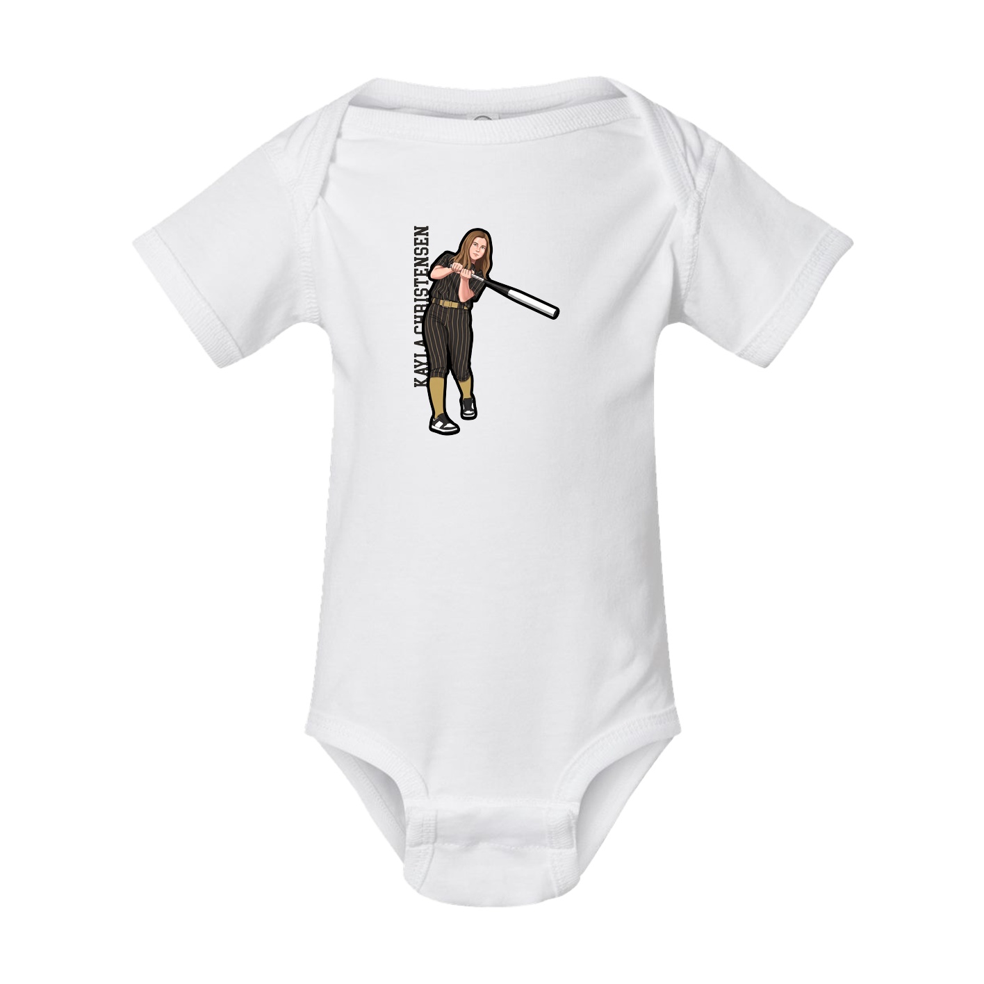 Baby Onesie — Name Vertical in White