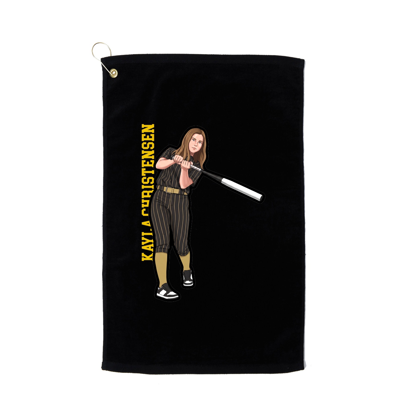 Golf Towel — Name Vertical in Black