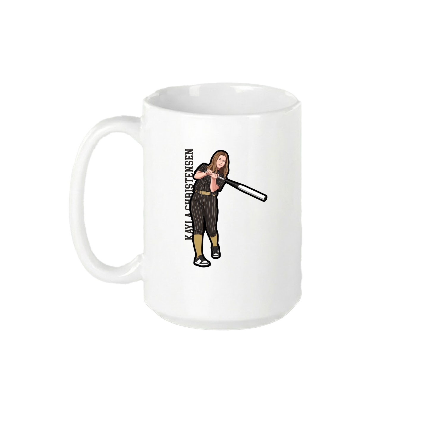 15oz Coffee Mug — Name Vertical in White