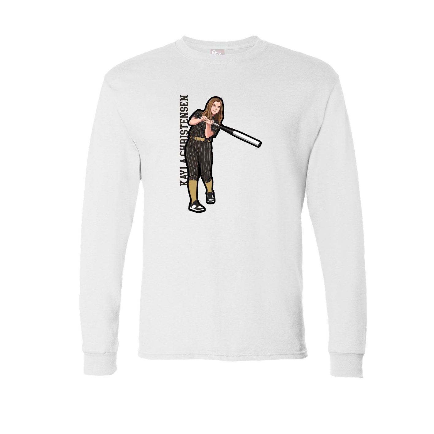 Long Sleeve Tee — Name Vertical in White